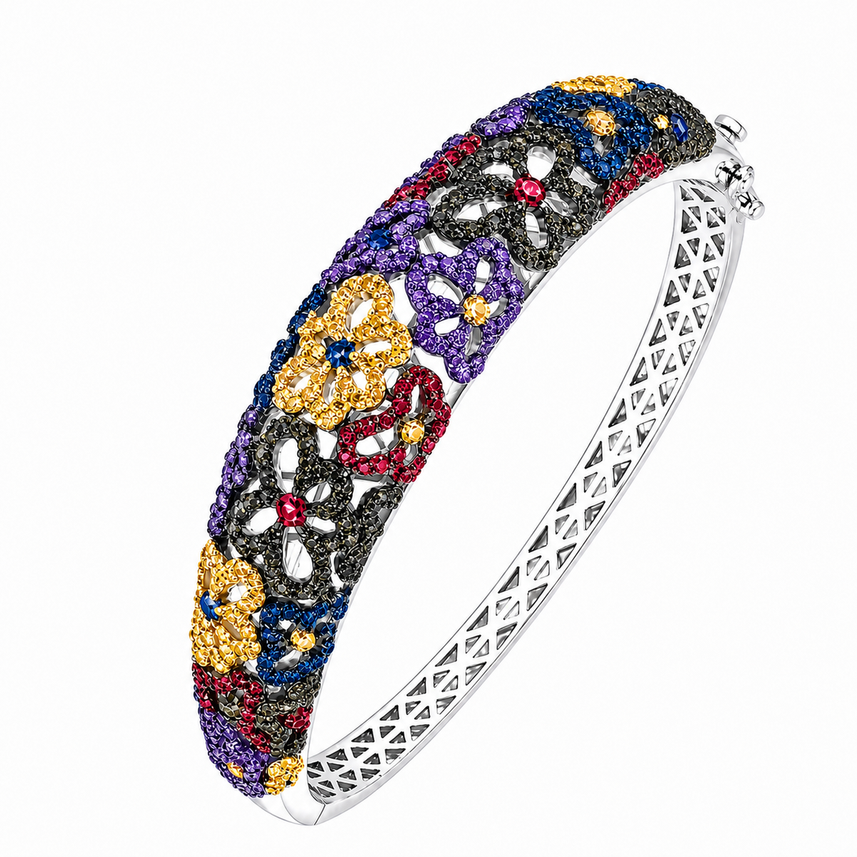 Floret Wide Cuff Bangle_Rainbow