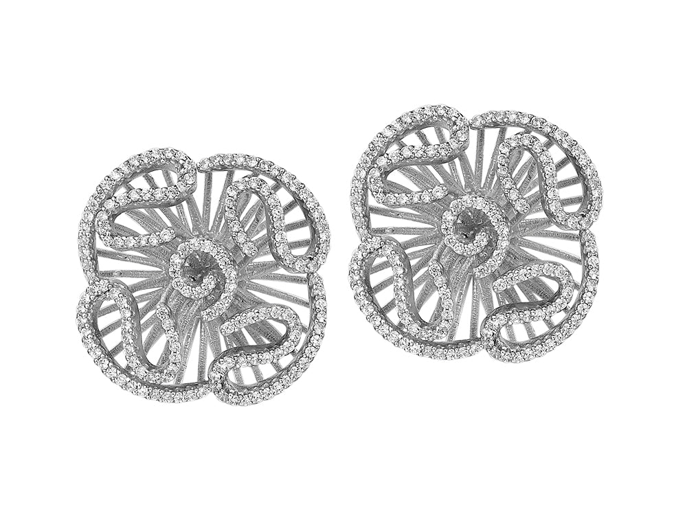 Cascade Blossom Stud Earrings_White