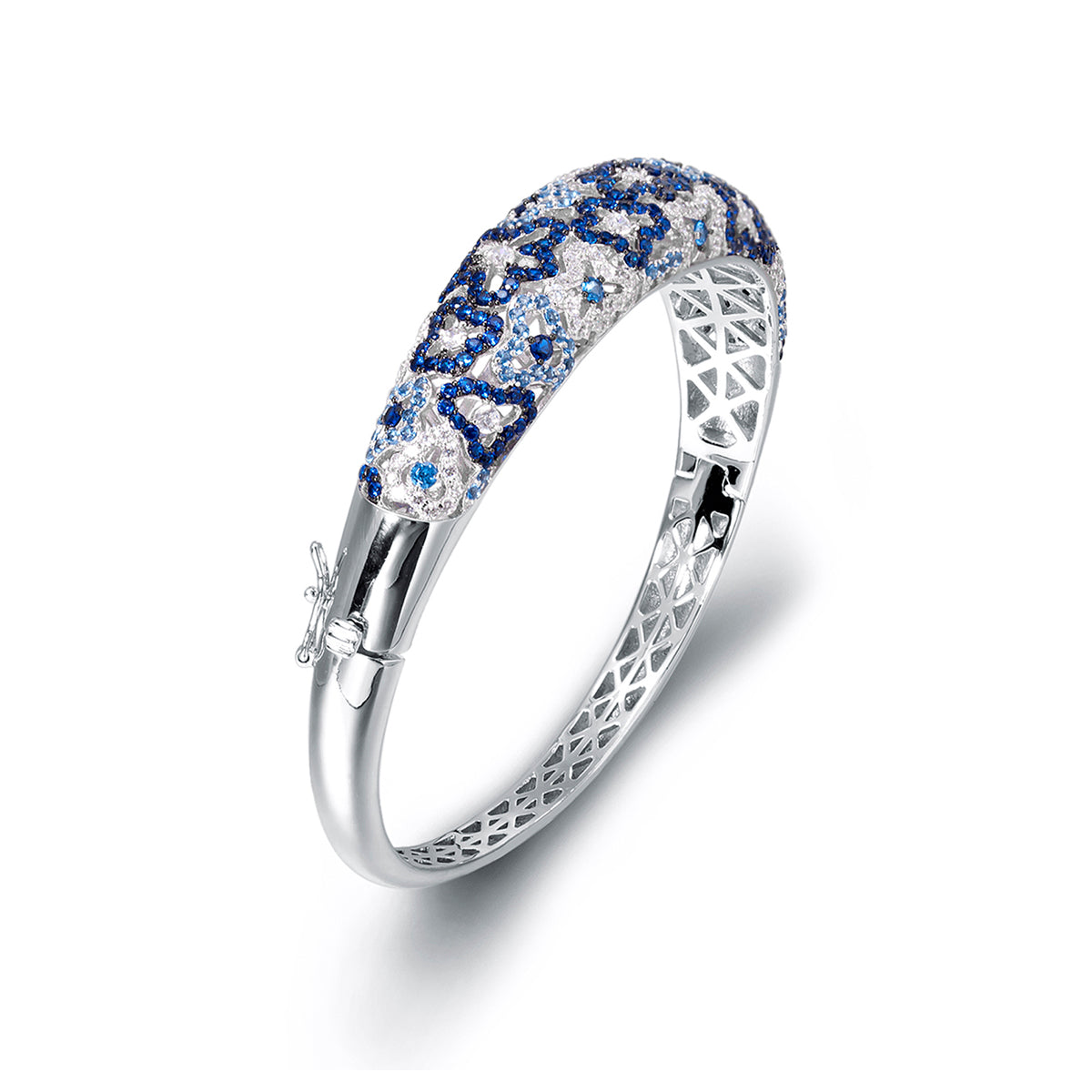 Floret Wide Cuff Bangle_Blue