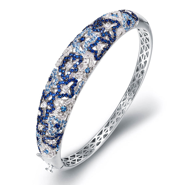 Floret Wide Cuff Bangle_Blue