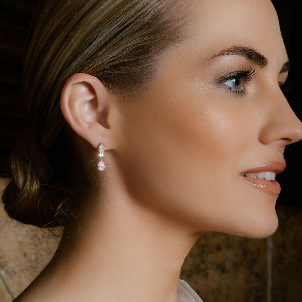 Diamond Huggie Hoop Earrings _White Gold