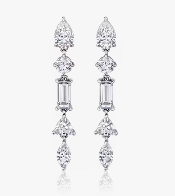 Mixed Drop Earring _White Gold