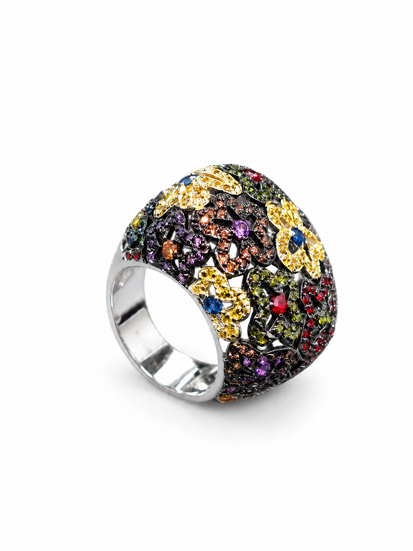 Floret Pavé Ring_Rainbow