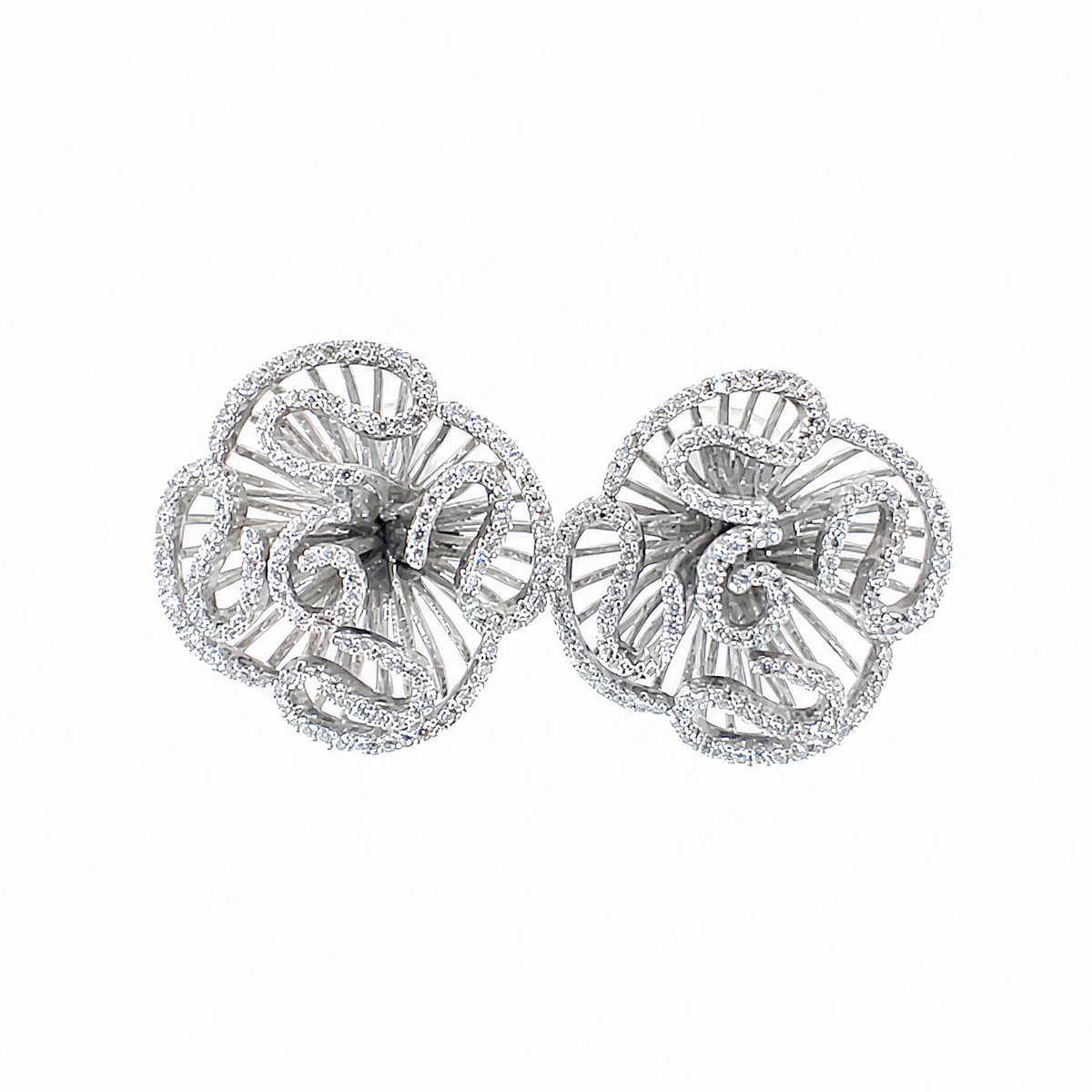 Cascade Blossom Stud Earrings_White