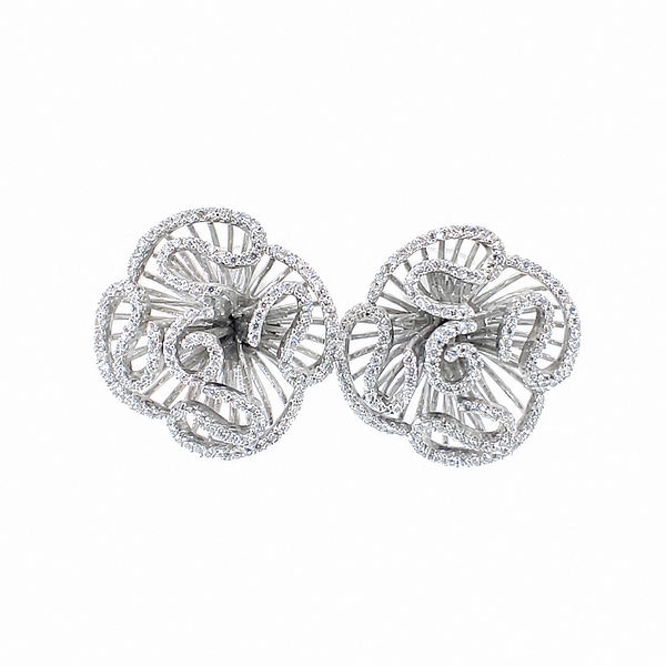 Cascade Blossom Stud Earrings_White Gold