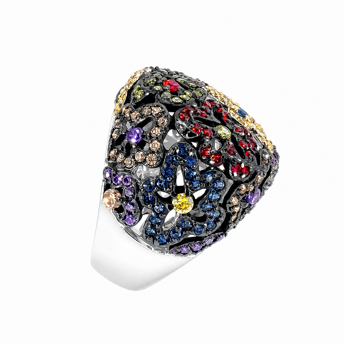 Floret Pavé Ring_Rainbow