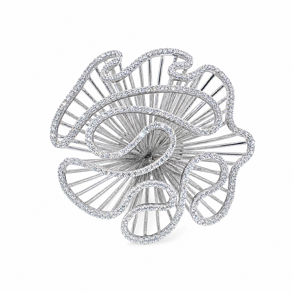 Cascade Bloom Statement Ring_White Gold