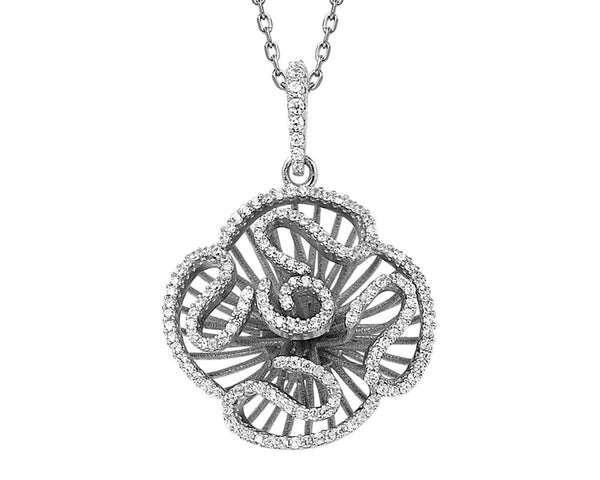Cascade Bloom Pendant Necklace_Small White Gold