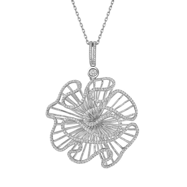 Cascade Bloom Pendant Necklace_White Gold