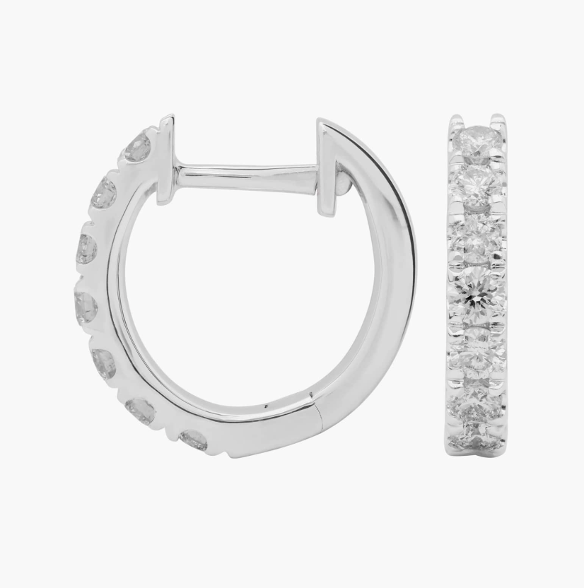 Diamond Huggie Hoop Earrings _White Gold