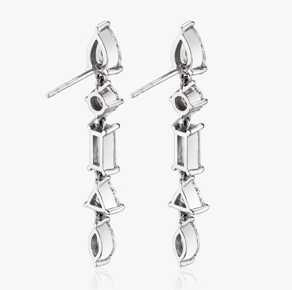 Mixed Drop Earring _White Gold