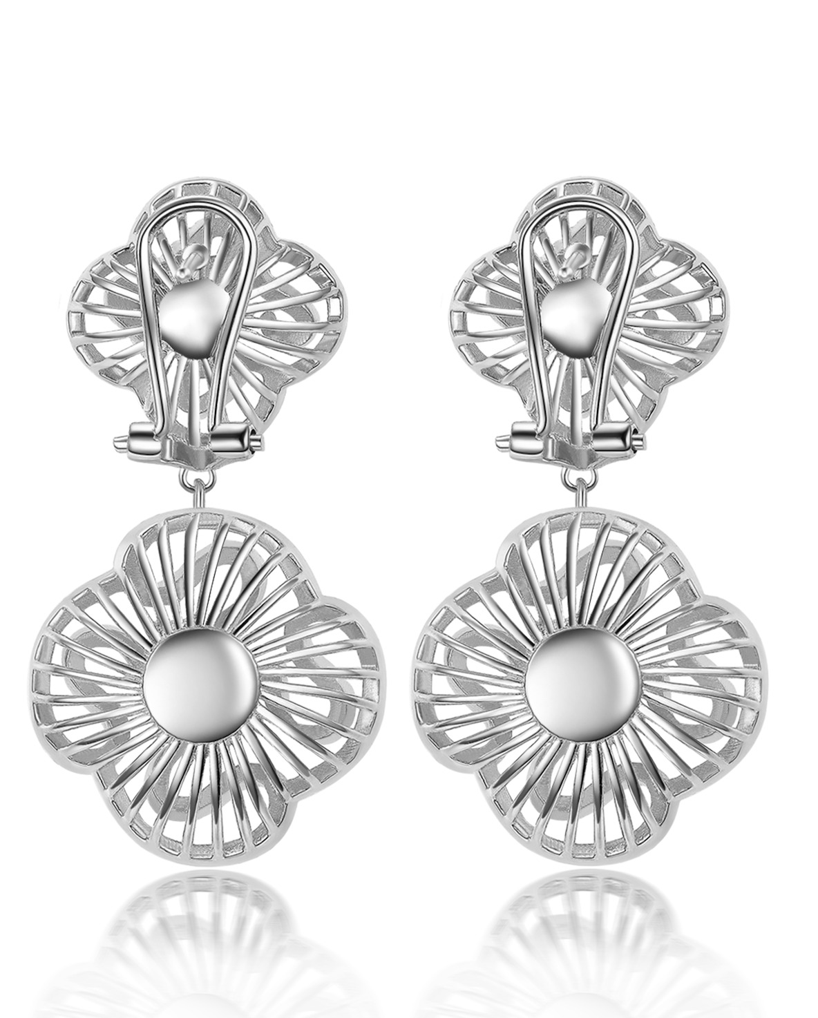 Cascade Double Bloom Earrings_White Gold