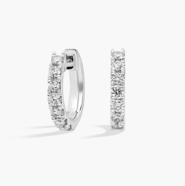 Diamond Huggie Hoop Earrings _White Gold