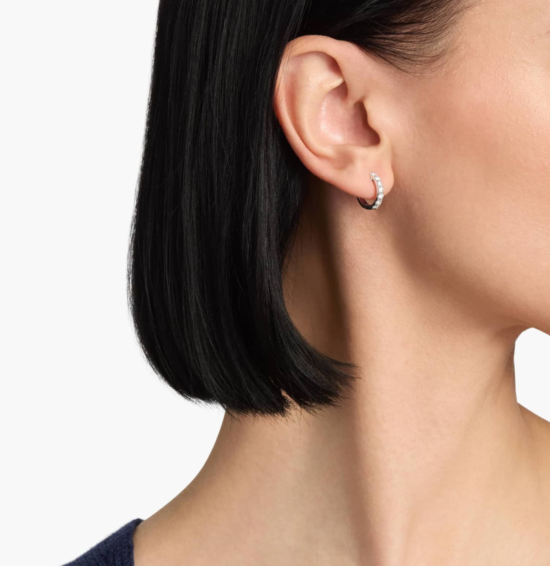 Diamond Huggie Hoop Earrings _White Gold