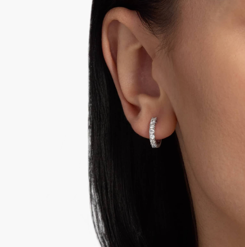 Diamond Huggie Hoop Earrings _White Gold