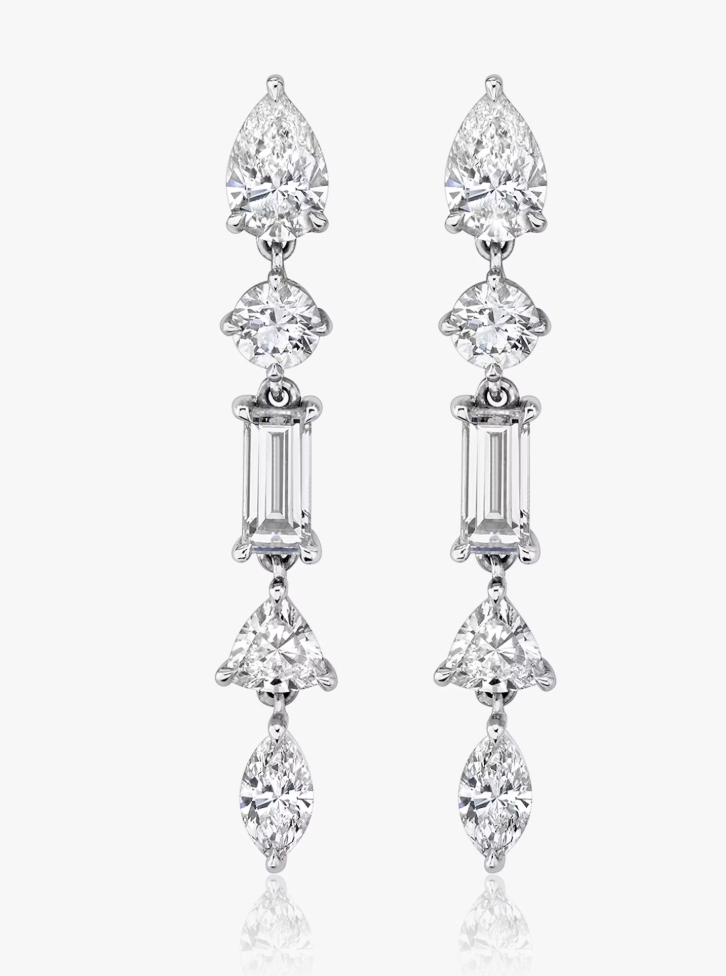 Mixed Drop Earring _White Gold
