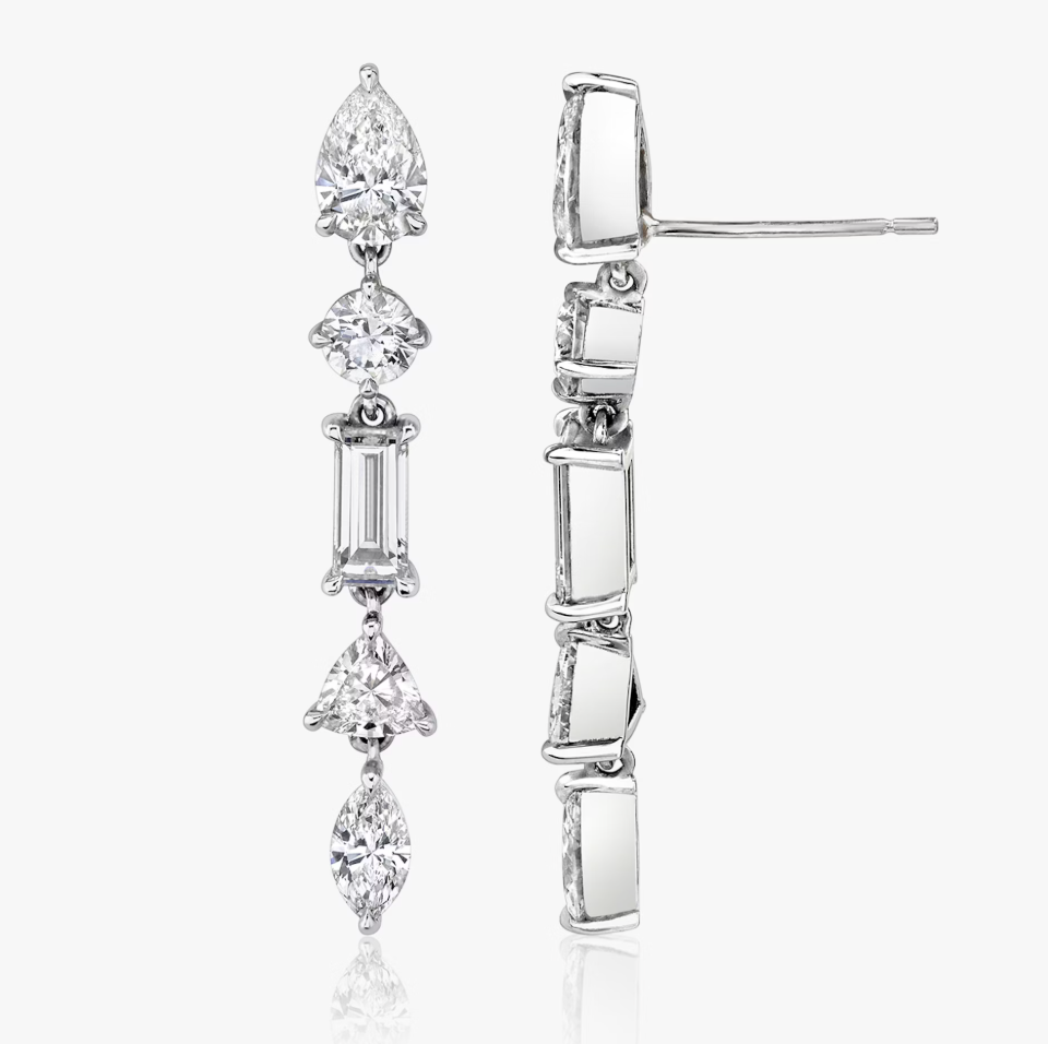 Mixed Drop Earring _White Gold