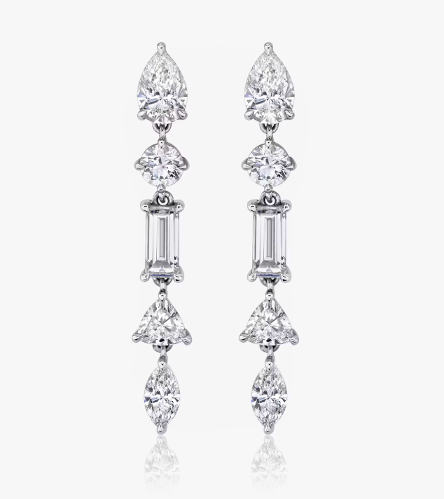 Mixed Drop Earring _White Gold