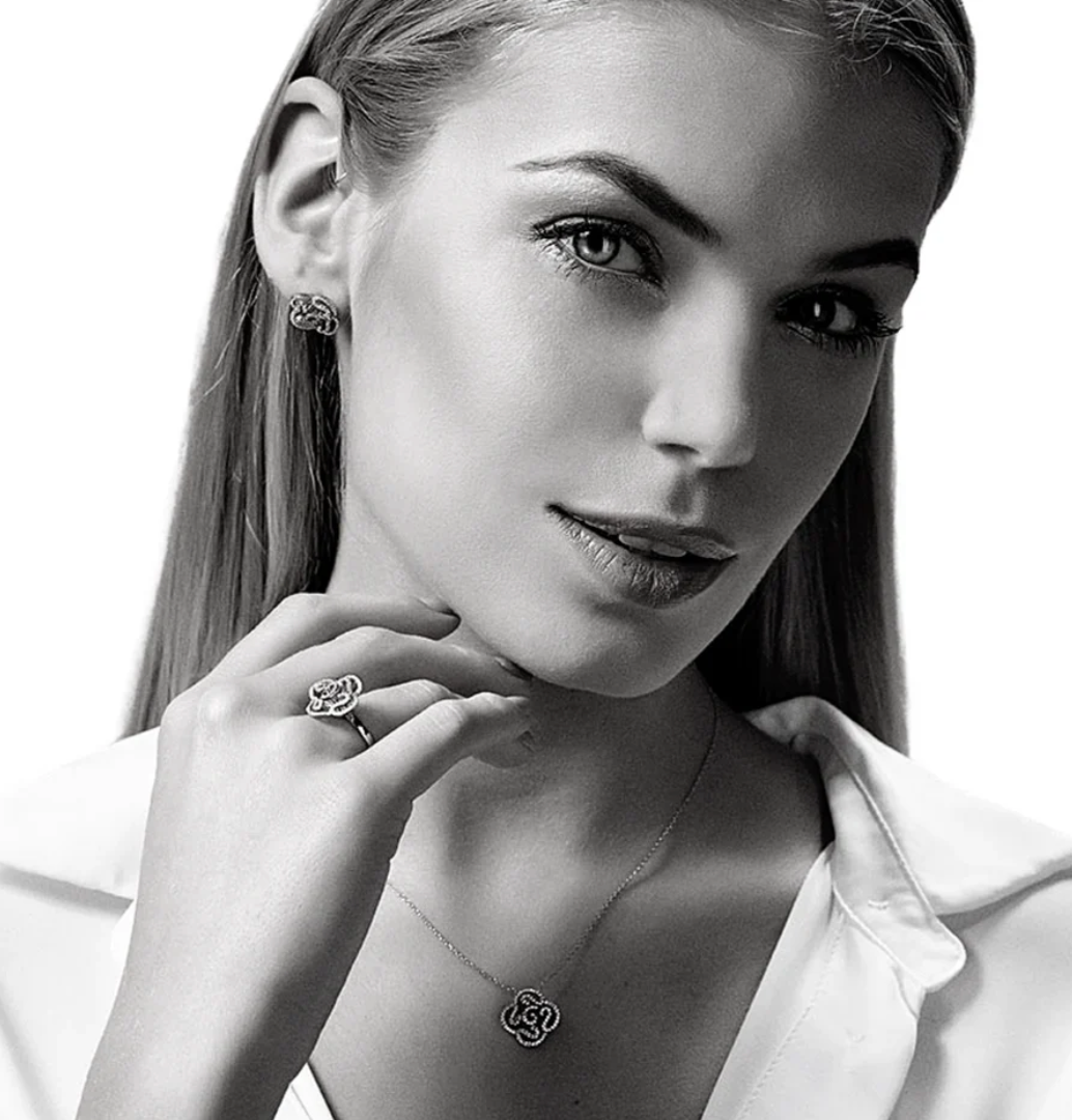 Cascade Blossom Stud Earrings_White