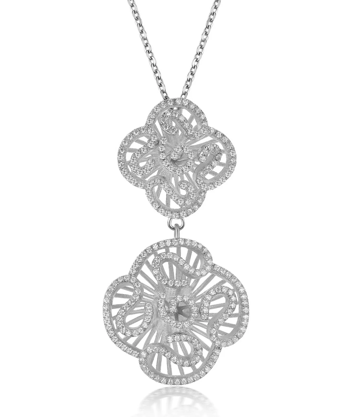 Cascade Double Bloom Necklace_White