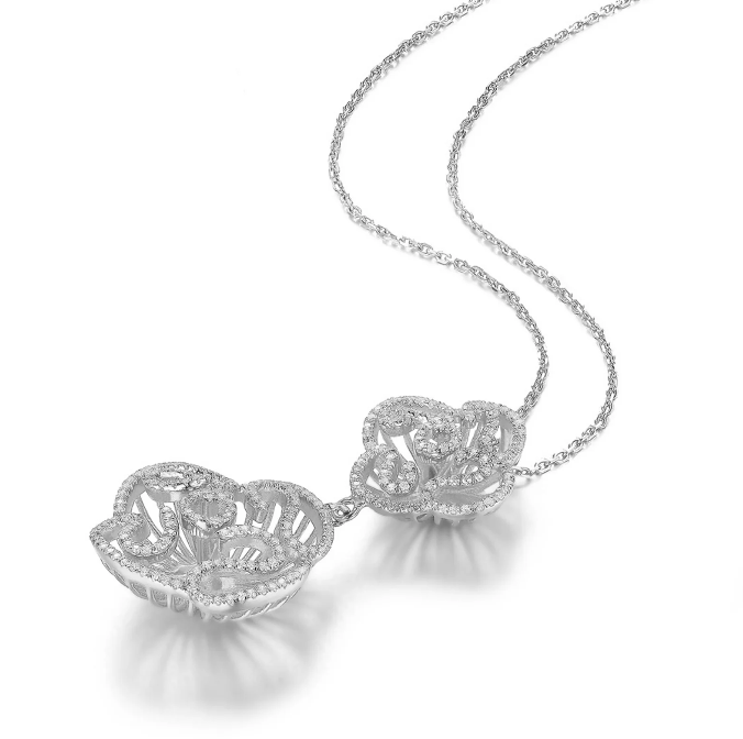 Cascade Double Bloom Necklace_White