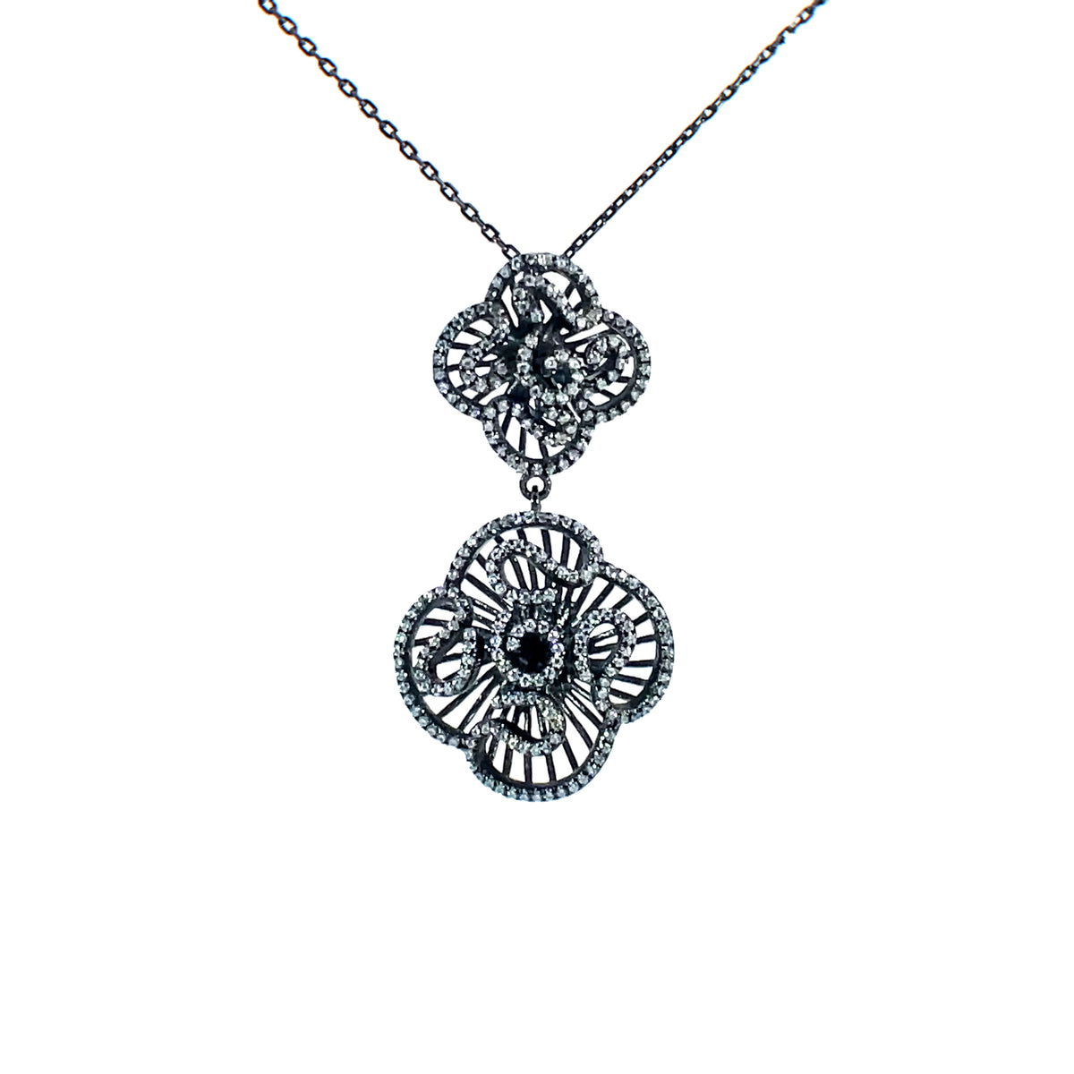 Cascade Double Bloom Necklace_Black