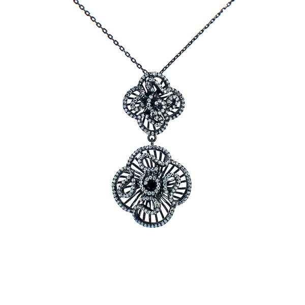 Cascade Double Bloom Necklace_Black