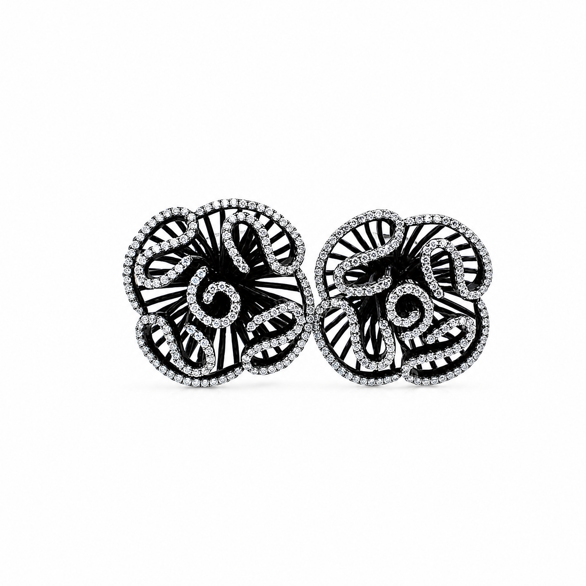 Cascade Blossom Stud Earrings_Black Gold