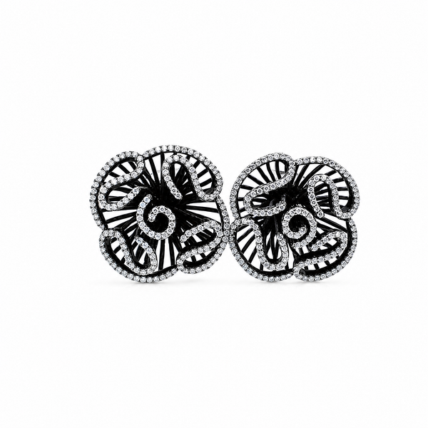 Cascade Blossom Stud Earrings_Black Gold